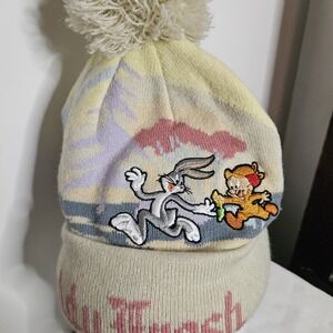 TEDDY FRESH Looney Tunes Knit Pom Pom Beanie Bugs Bunny Elmer Fudd Light Colors‎